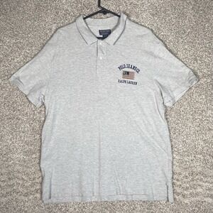 Polo Jeans Co Ralph Lauren Polo Shirt Mens XL Gray American Flag USA Preppy